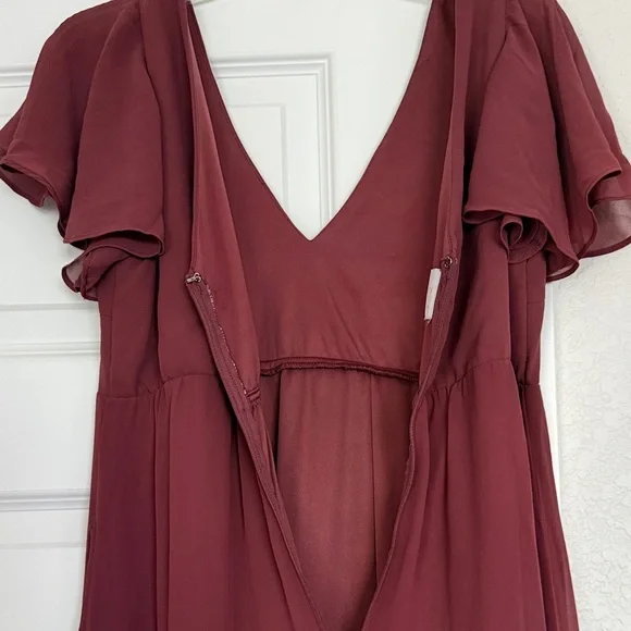Birdie Grey Burgundy V-Neck Dress - Picture 5 of 6